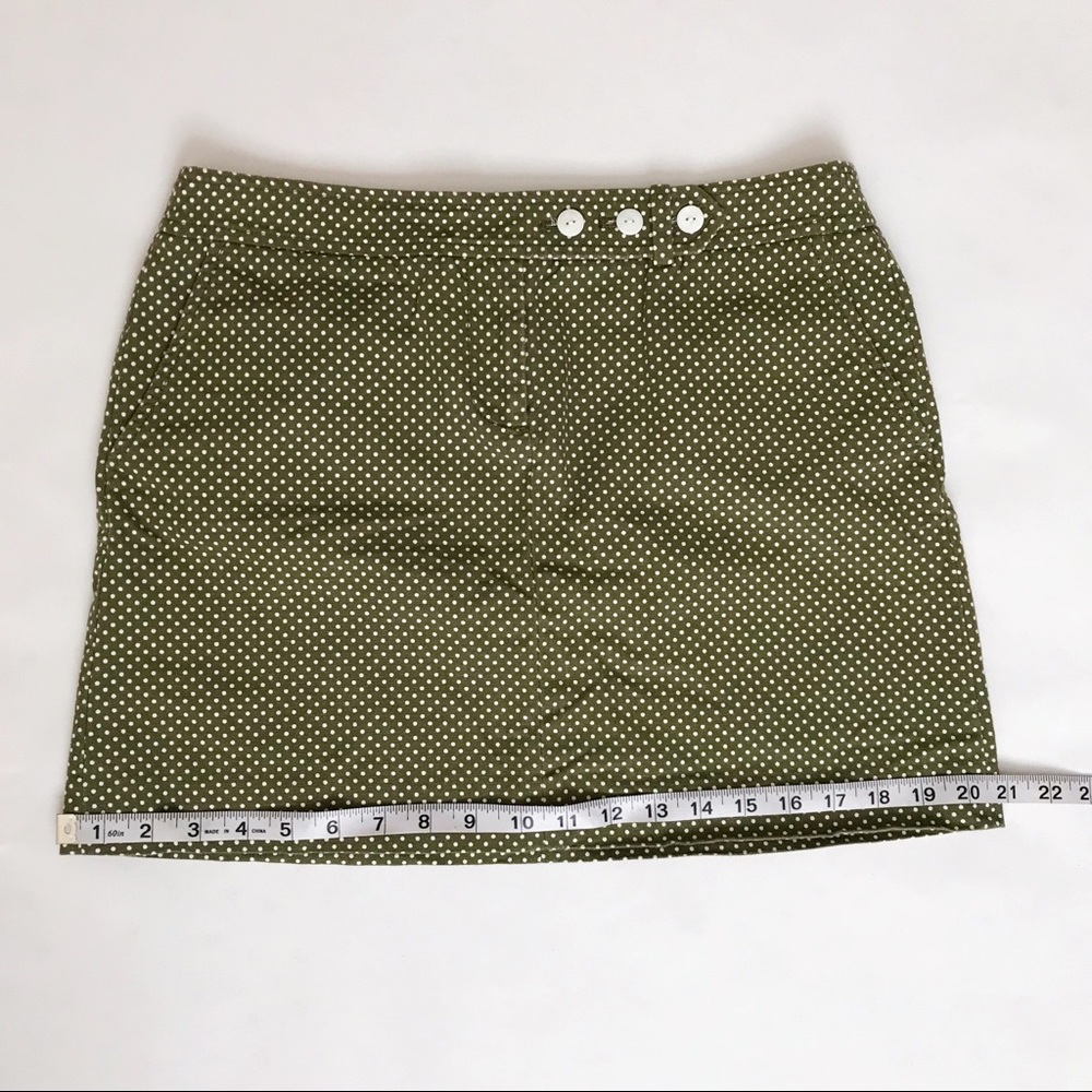 J Crew Skirt Polka Dot Dark Green White 6 Mini - Picture 8 of 8